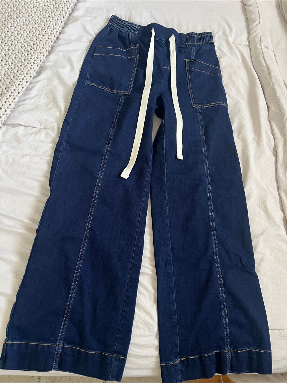 Men's Wide Leg Drawstring Jeans - Navy